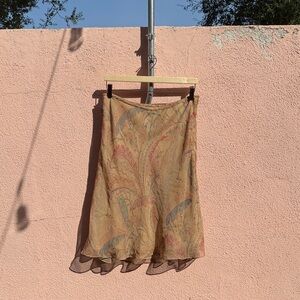 Ralph Lauren Beige Printed Circle Skirt with Blue and Red Accents